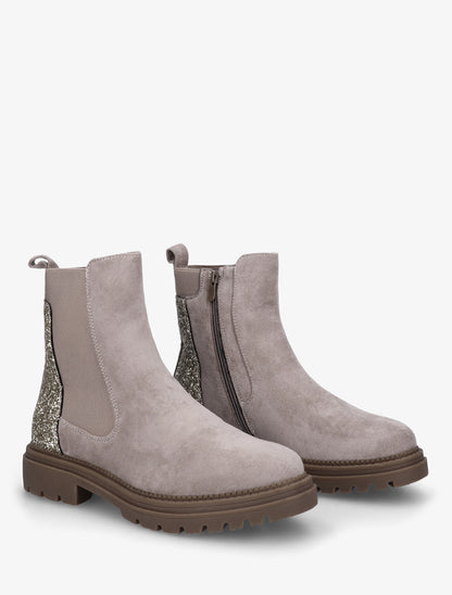 Bottines en suédine à contrefort pailleté - Gris clair - 4