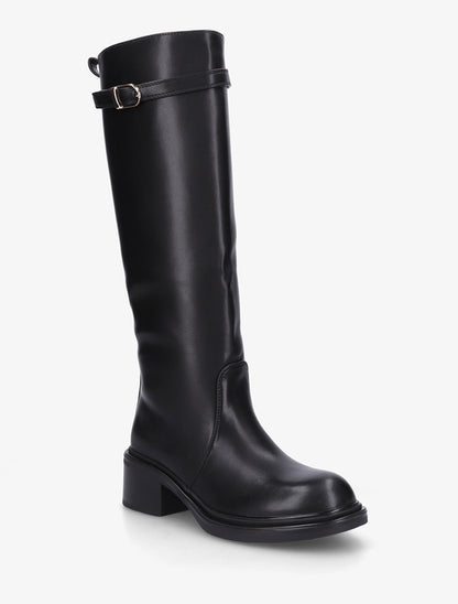 Bottes en simili à boucle décorative - Noir - 2