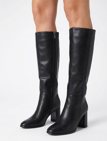 Botas de tacón clásicas de imitación - Negro