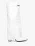 Bottes fourreau en simili avec sangle amovible à empiècement métallique - Blanc - 1