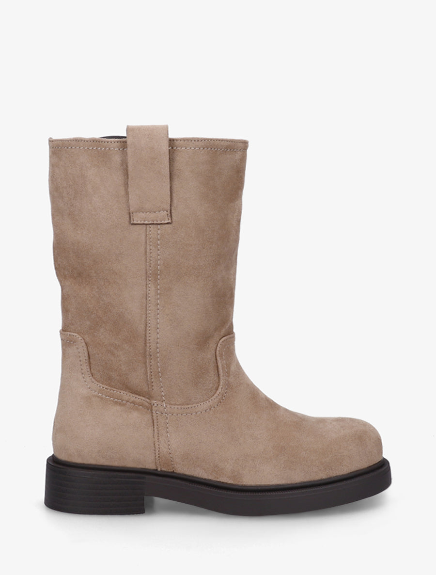 Bottines montantes en suédine - Beige foncé - 1
