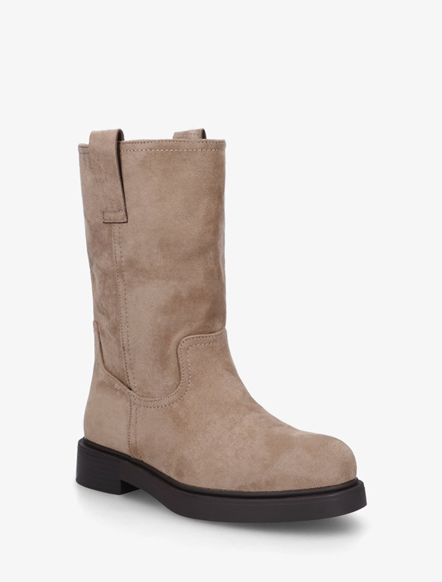 Bottines montantes en suédine - Beige foncé - 2