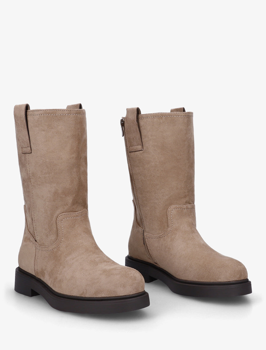 Bottines montantes en suédine - Beige foncé - 4