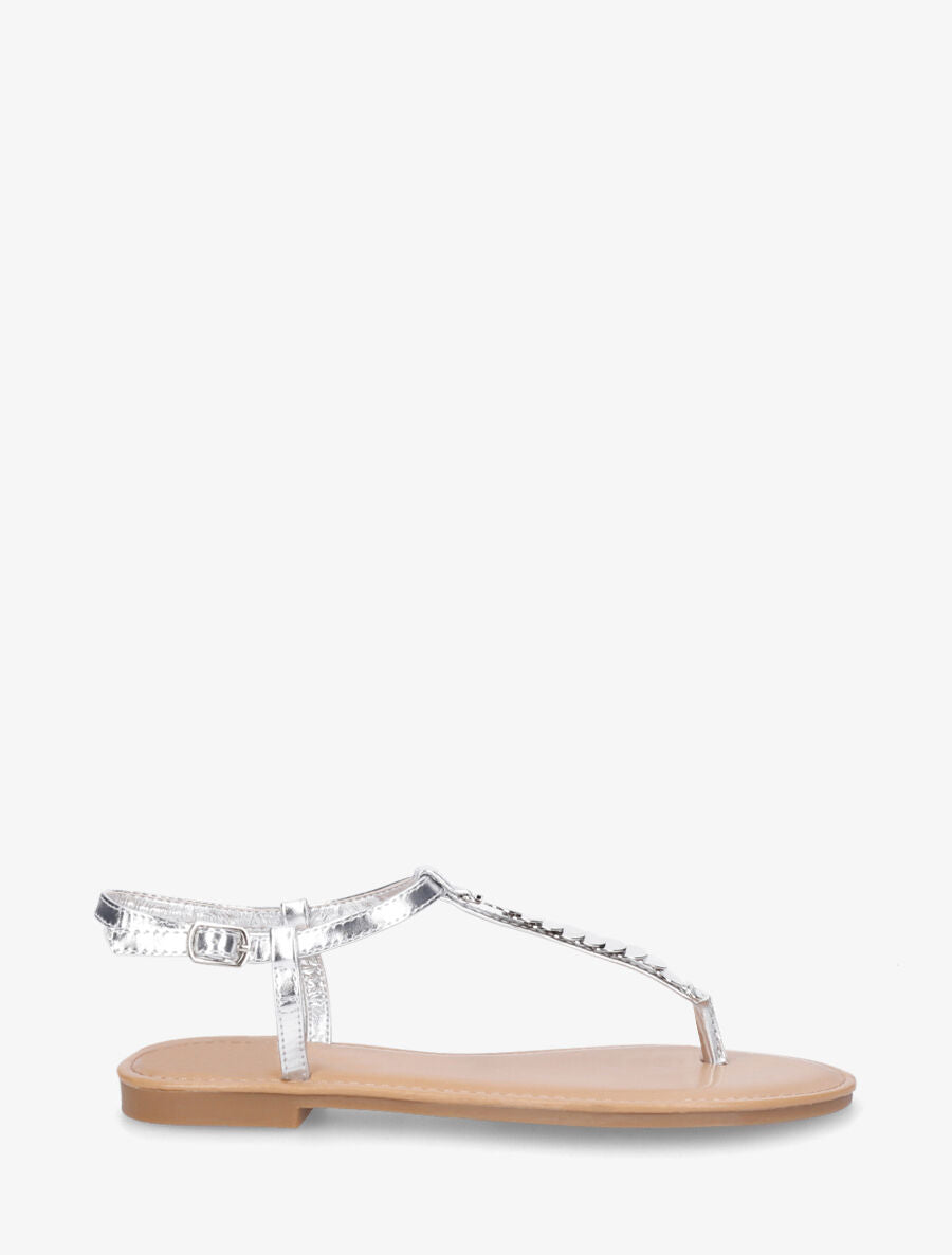 Nu-pieds bride en T à bijoux - Argent - 1