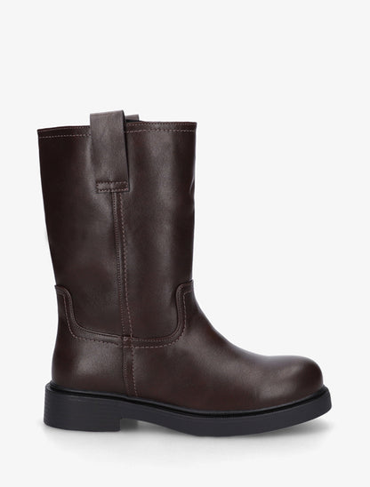Bottines montantes en simili - Chocolat - 1