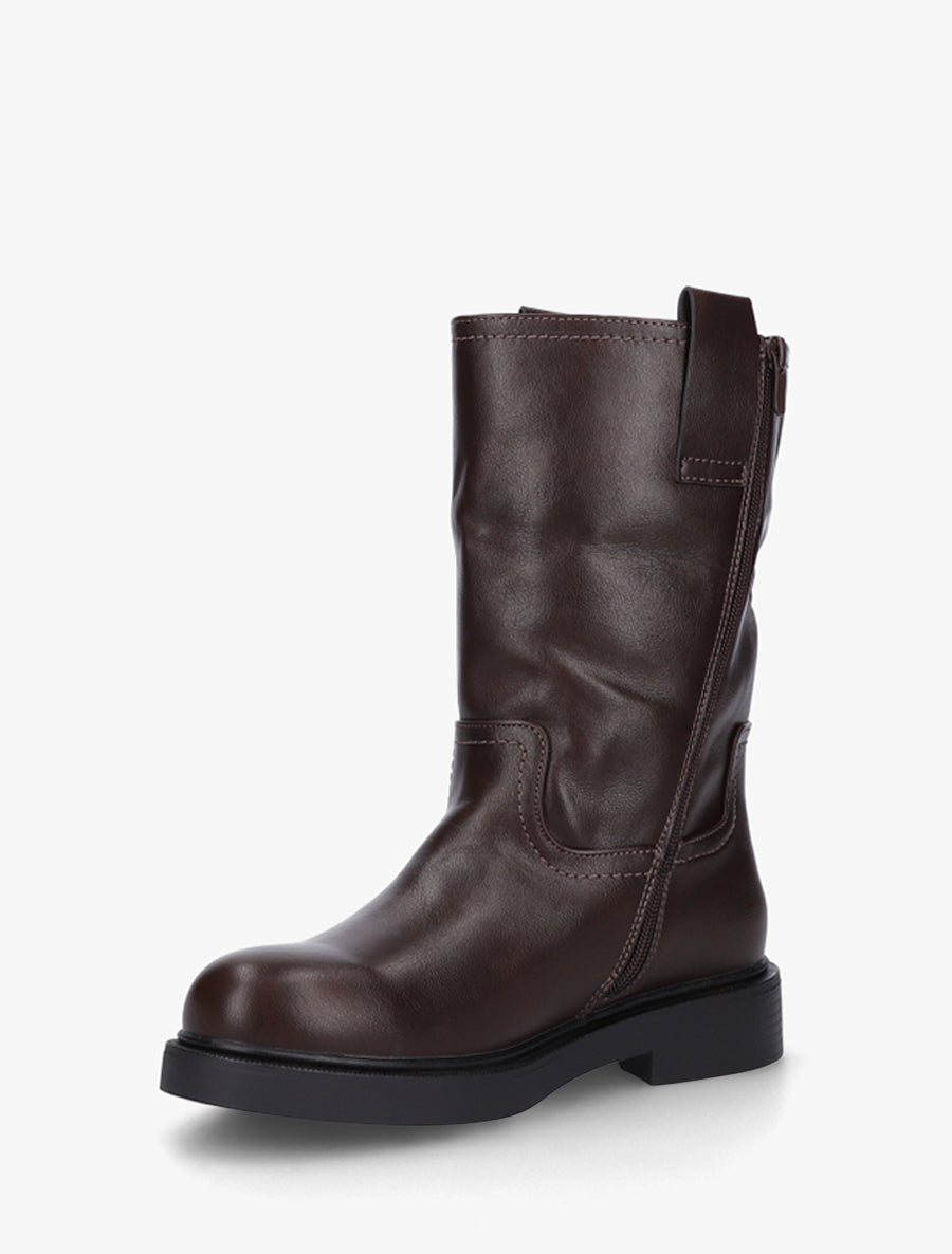Bottines montantes en simili - Chocolat - 3
