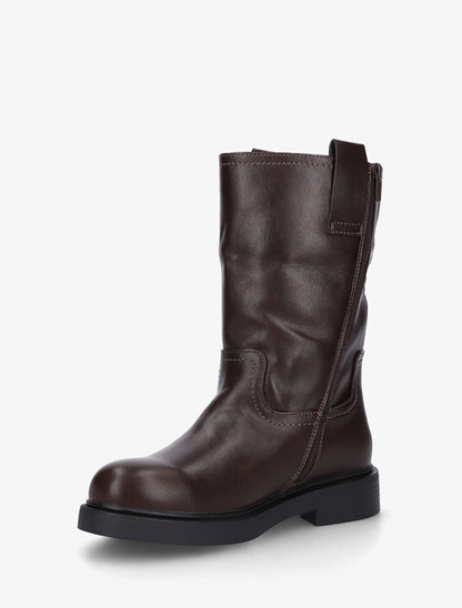 Bottines montantes en simili - Chocolat - 3