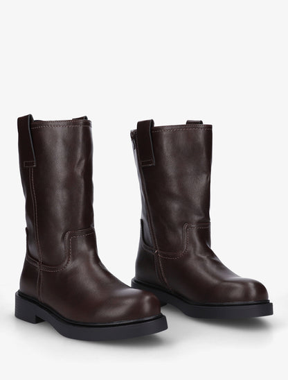 Bottines montantes en simili - Chocolat - 4