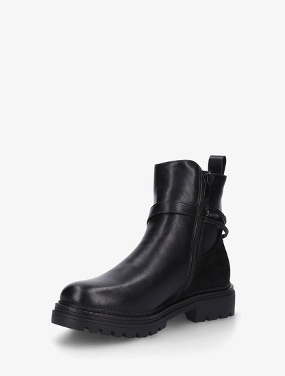 Bottines chelsea à brides décorative à enroulement et contrefort croco - Noir - 3