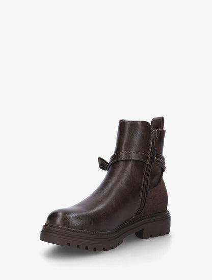 Bottines chelsea à brides décorative à enroulement et contrefort croco - Chocolat - 3