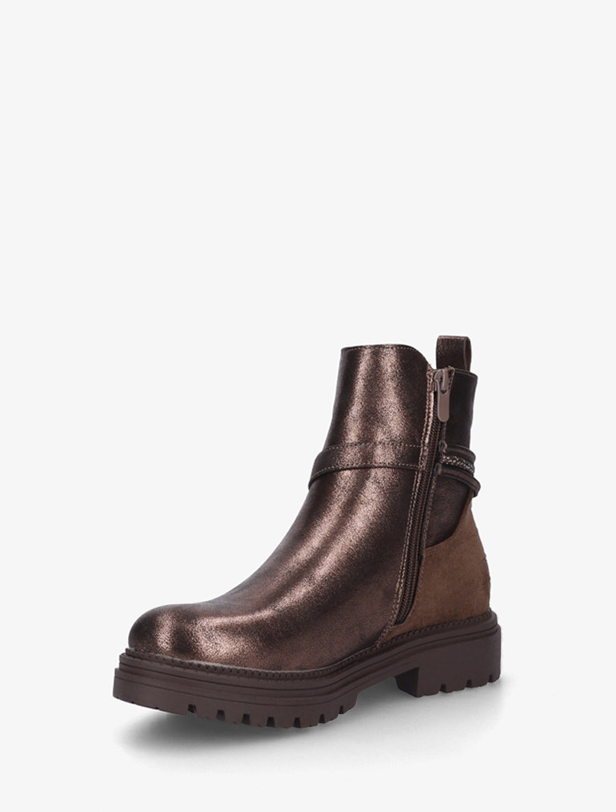 Bottines chelsea à brides décorative à enroulement et contrefort croco - Marron glacé - 3