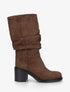 Bottes mi-mollet en suédine effet froncé - Marron - 1