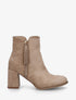 Bottines suédine à talon et pampille - Beige - 1