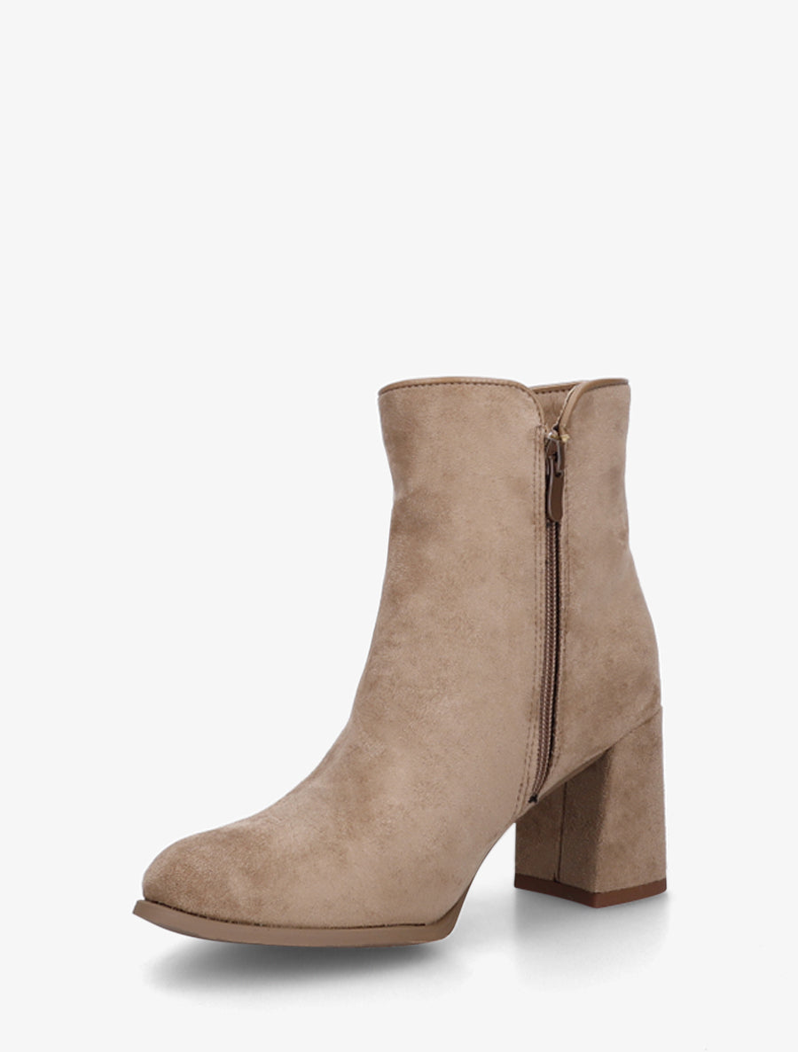 Bottines suédine à talon et pampille - Beige - 3