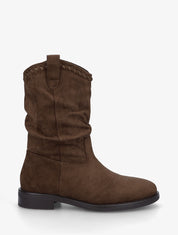 Bottines plissées en suédine - Marron - 1