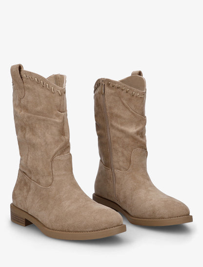 Bottines plissées en suédine - Taupe - 4