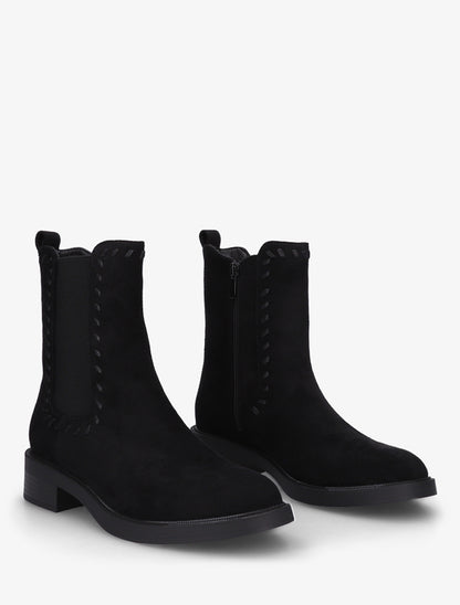 Bottines style chelsea en suédine - Noir - 4