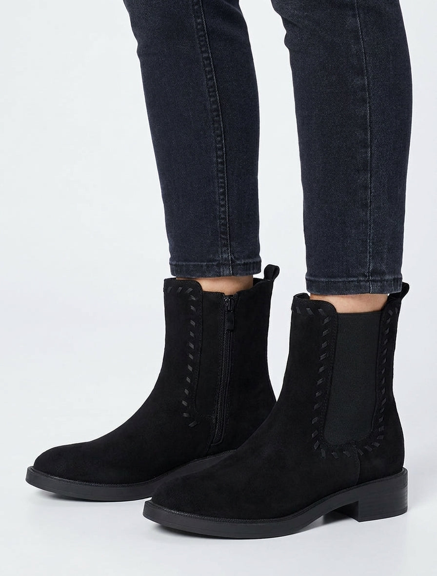 Botines estilo chelsea en ante - Negro