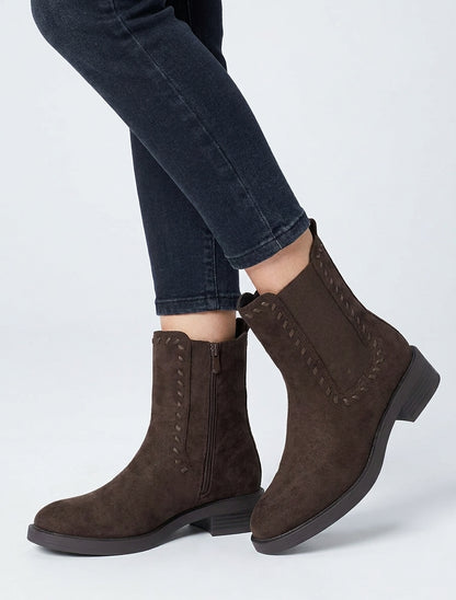 Botines estilo chelsea en ante - Chocolate