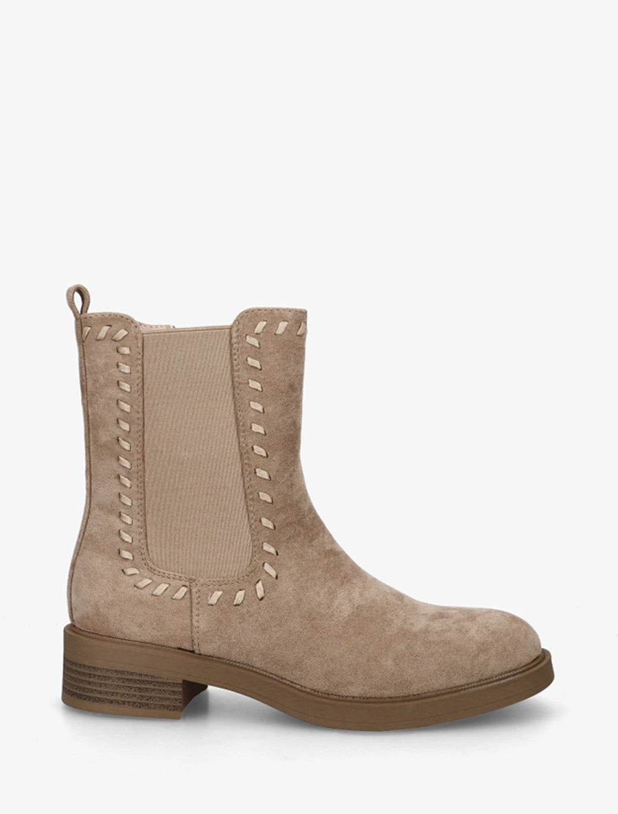Bottines style chelsea en suédine - Taupe - 1