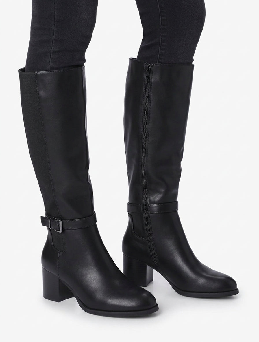 Botas elásticas con tacón - Negro