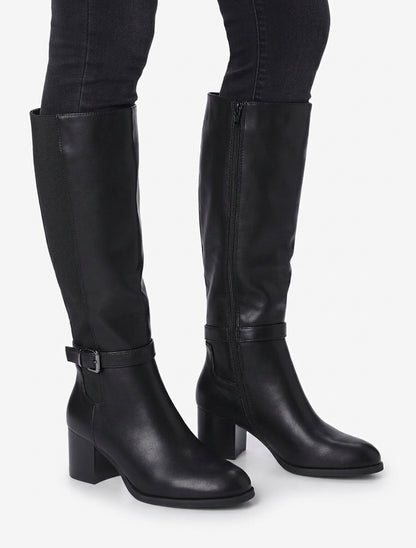 Botas elásticas con tacón - Negro