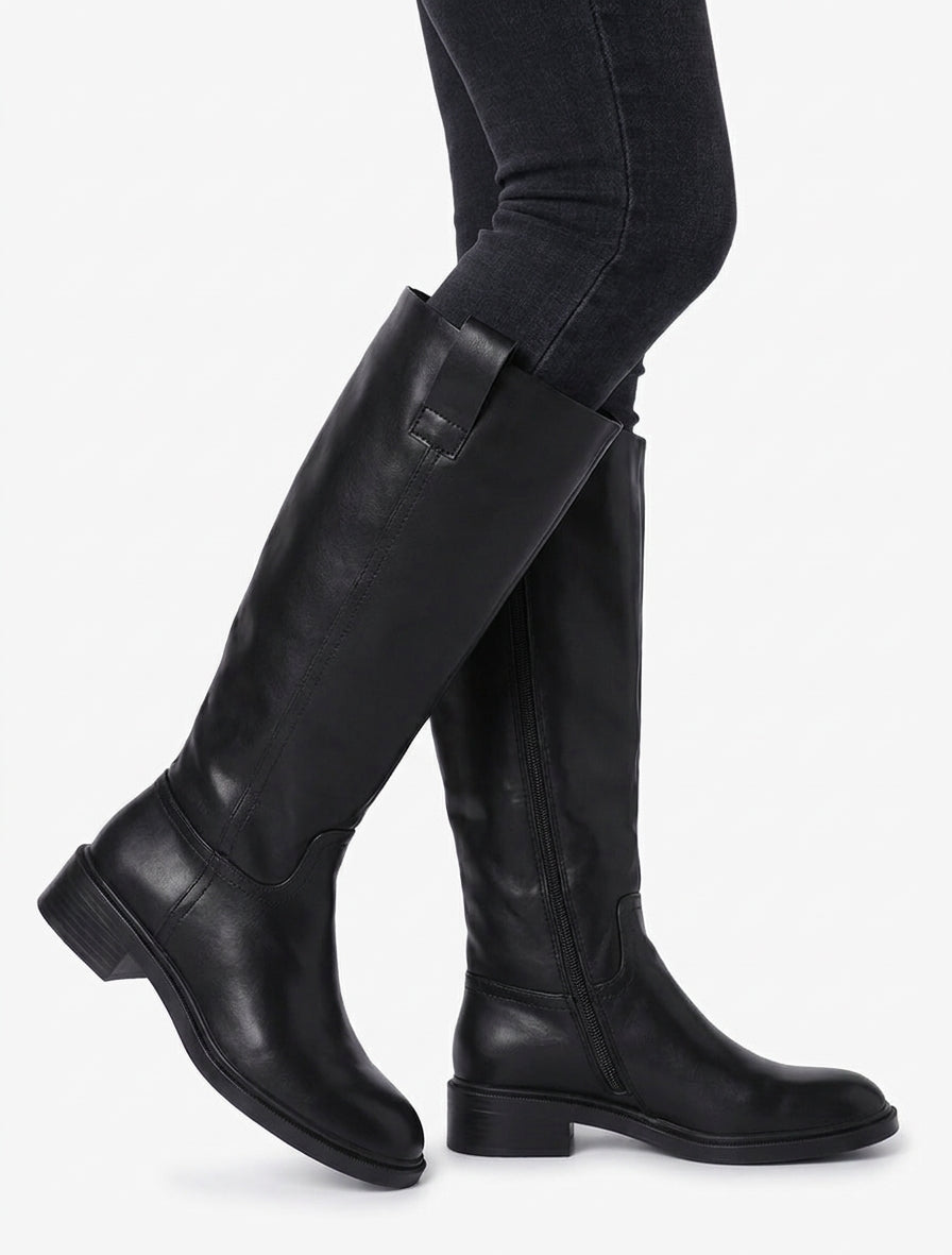 Botas de montar de imitación. - Negro