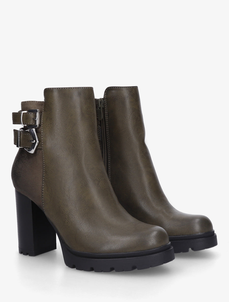 Bottines à talon et boucles - Kaki - 4