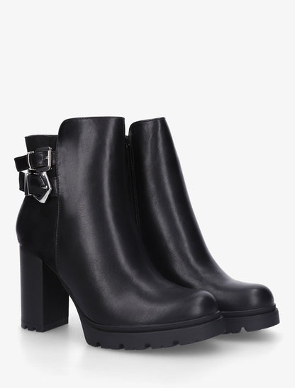 Bottines à talon et boucles - Noir - 4