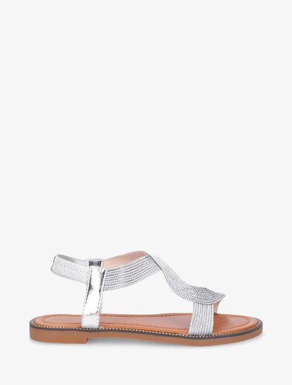 Nu-pieds unis à cheville élastiquée - Argent - 2
