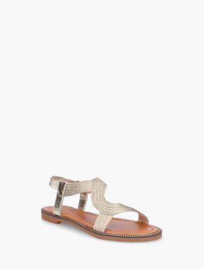 Nu-pieds unis à cheville élastiquée - Or - 3