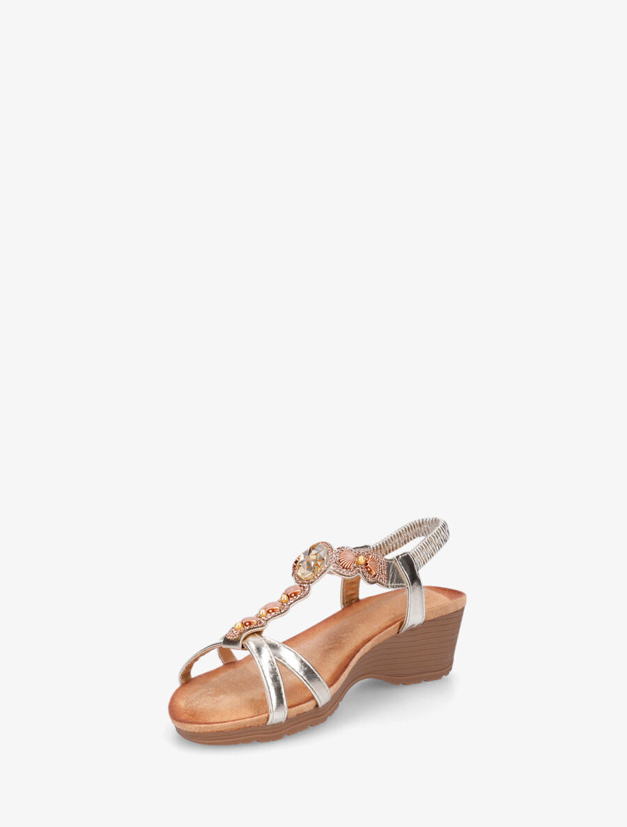 Sandales à strass et perles motif coquillage - Or - 3