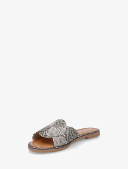 Mules plates style corde - Gris métal - 3