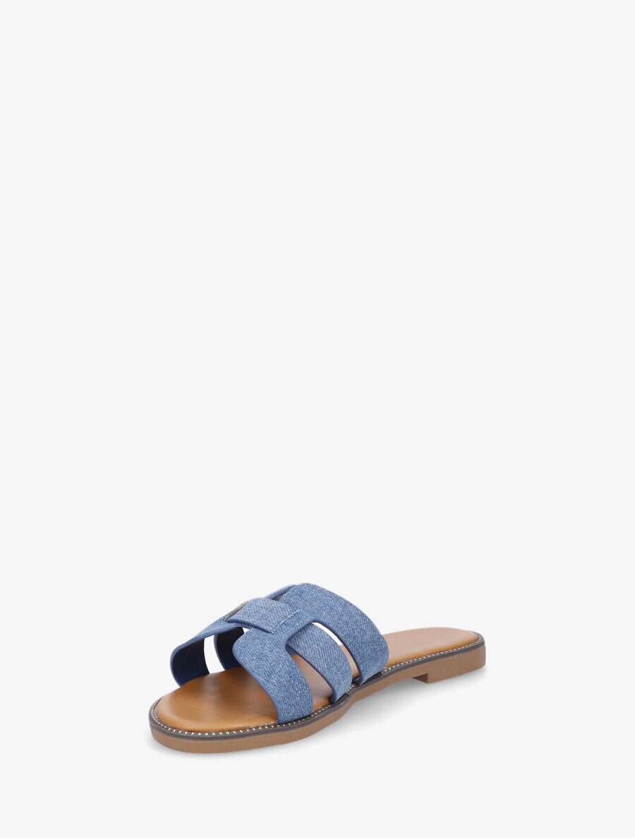 Mules croisées en tissu - Bleu denim - 3