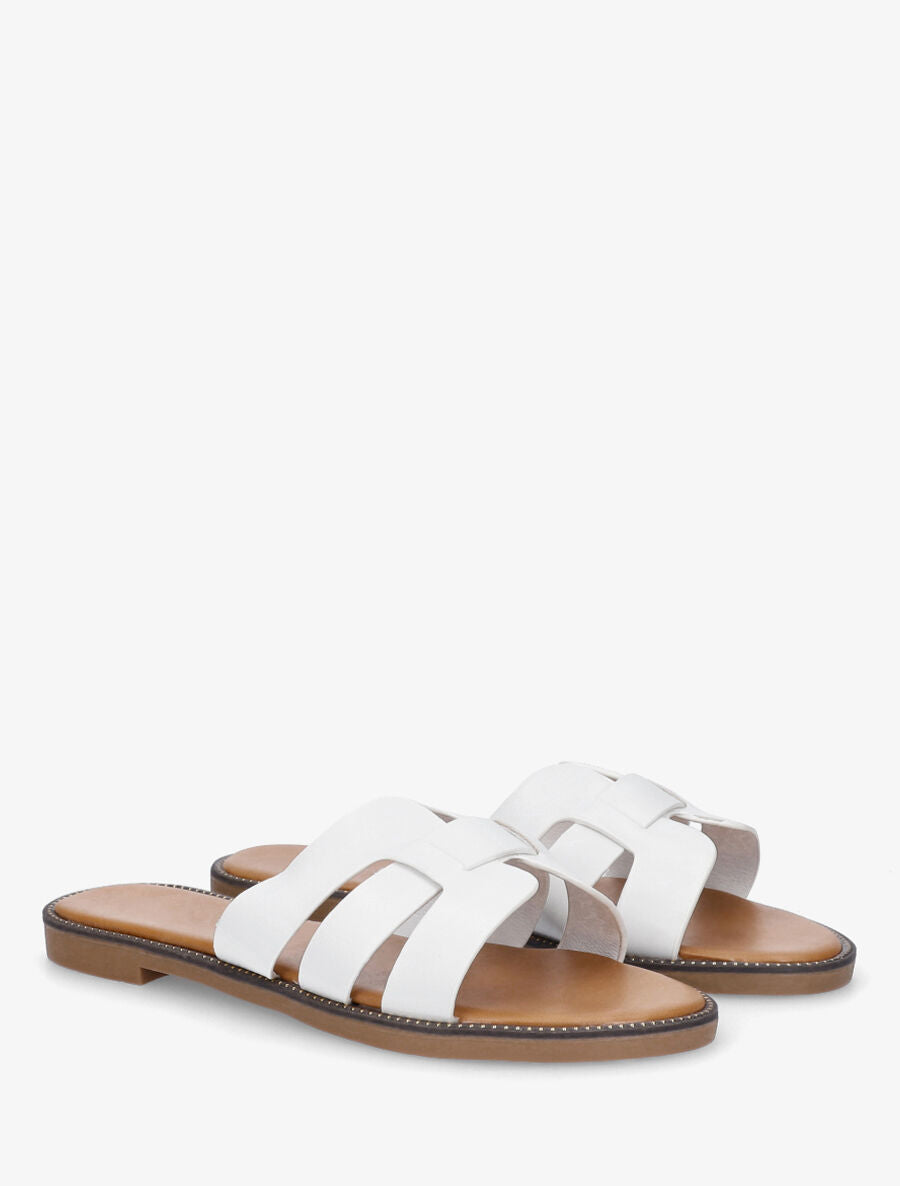 Mules croisées en simili - Blanc - 4