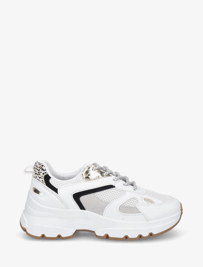 Sneakers à bandes irisées et pailletées - Blanc - 1