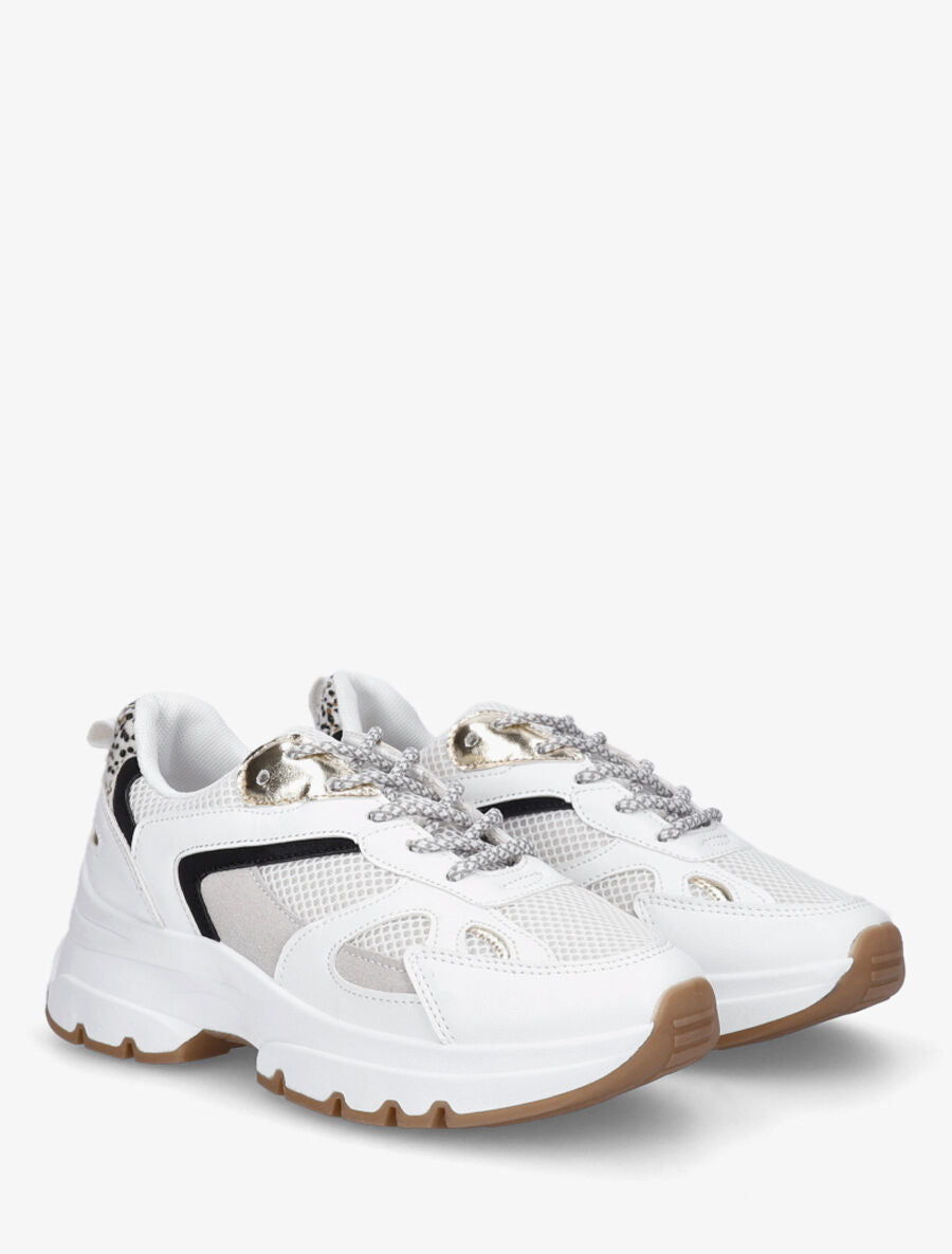Sneakers à bandes irisées et pailletées - Blanc - 4