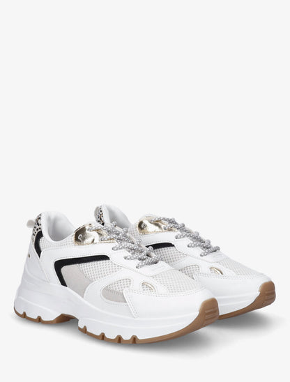 Sneakers à bandes irisées et pailletées - Blanc - 4