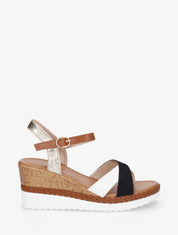 Sandales à brides croisées bi-matière - Noir - 5