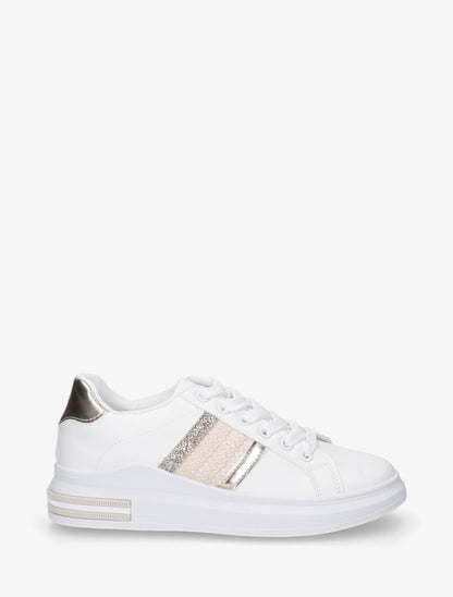 Sneakers en simili à bandes effet paille - Or - 5