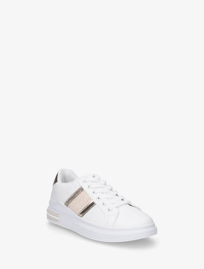 Sneakers en simili à bandes effet paille - Or - 2