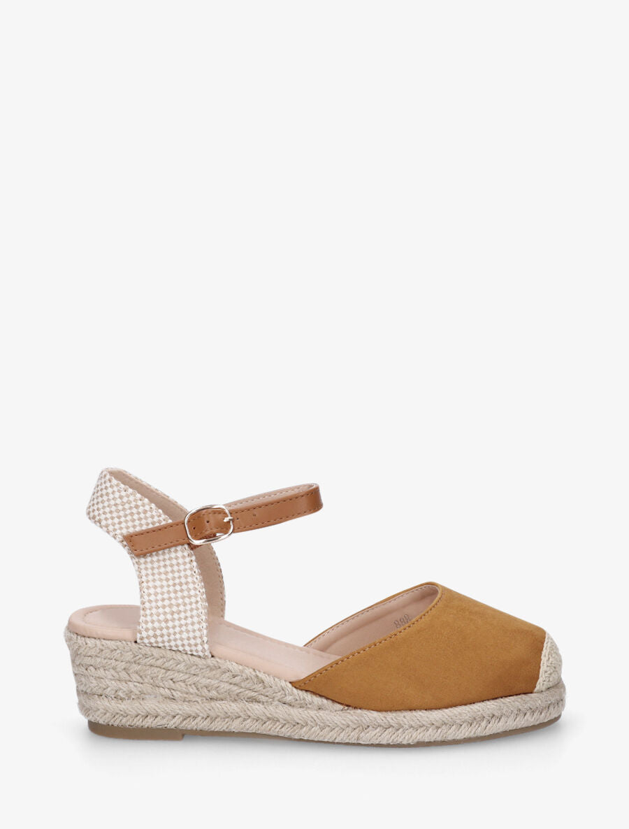 Sandales unies à contrefort à motif damier - Camel - 5