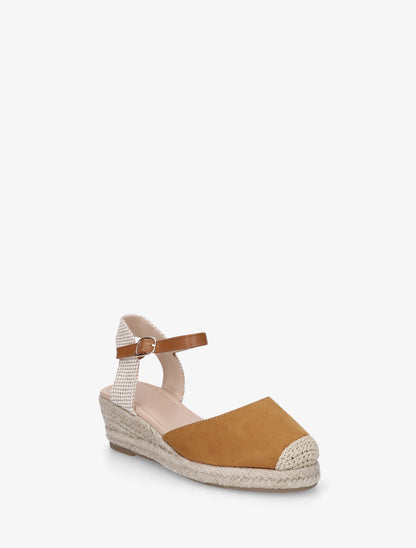 Sandales unies à contrefort à motif damier - Camel - 2