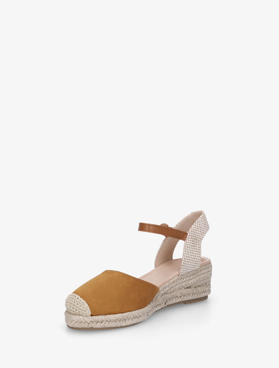 Sandales unies à contrefort à motif damier - Camel - 3