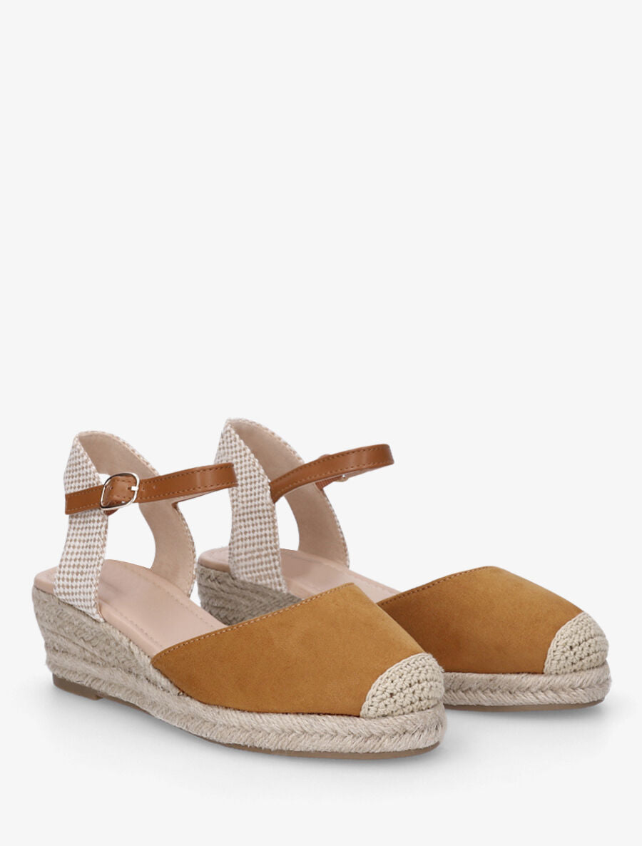 Sandales unies à contrefort à motif damier - Camel - 4