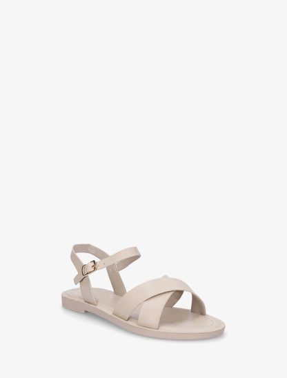 Nu-pieds croisés en simili - Beige - 2
