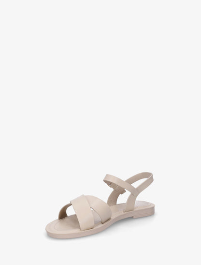 Nu-pieds croisés en simili - Beige - 3