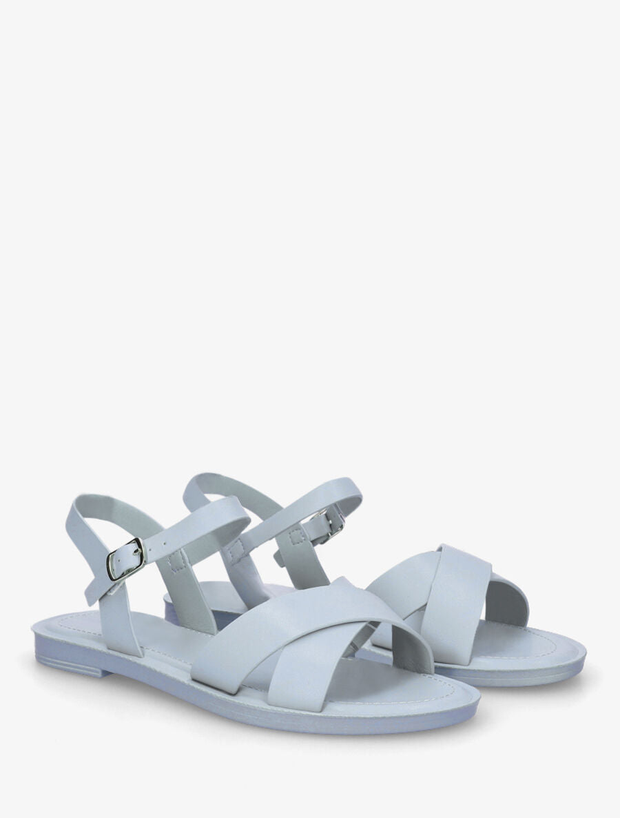 Nu-pieds croisés en simili - Bleu ciel - 4