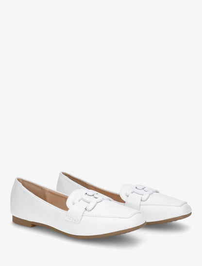 Mocassins en simili à boucle - Blanc - 4