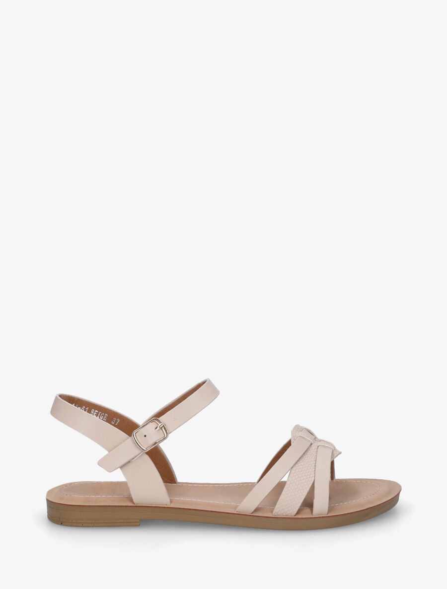 Nu-pieds à bride fantaisie python - Beige - 1